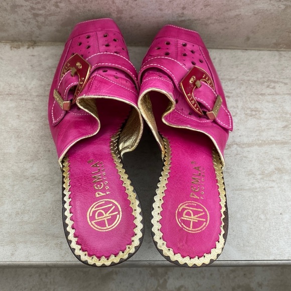 Art Pemla Leather Peep Toe Wedges Fuschia - Picture 8 of 8
